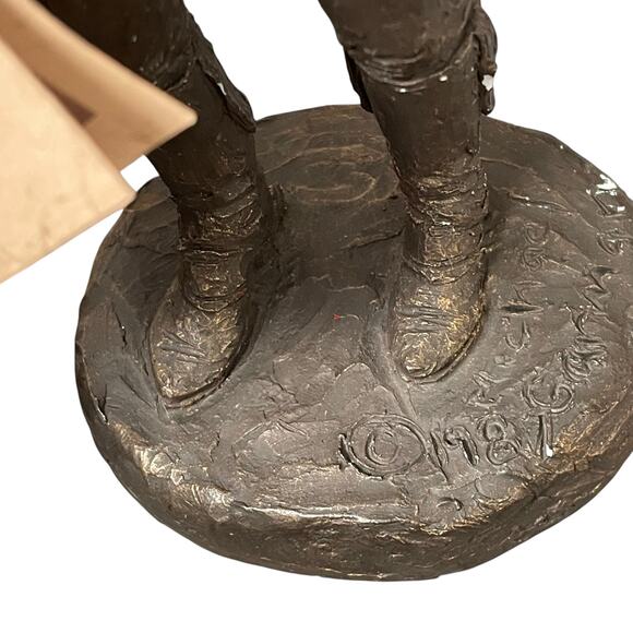 Michael Garman Stage Driver Sculpture Vintage 1987 Cowboy Bronzetone Statue READ - Picture 12 of 16